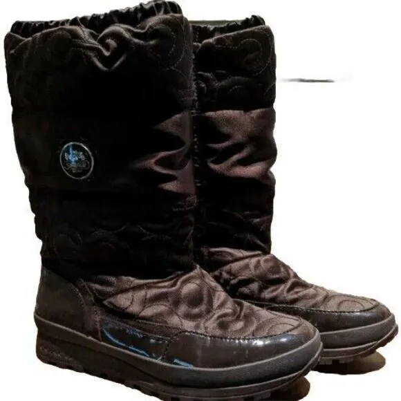 COACH Drexel A7274 Chocolate Brown Quilted Winter Boots Women's Size 9.5 B