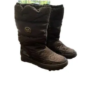 COACH Drexel A7274 Chocolate Brown Quilted Winter Boots Women's Size 9.5 B