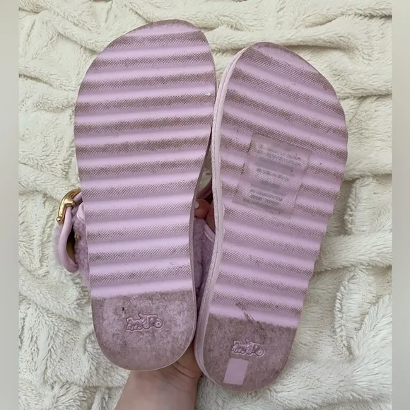 Coach Hollie shearling Flip Flop pale pink