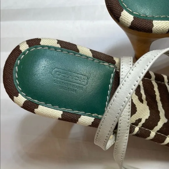 Coach Jodie Wood Heeled Sandals, White Leather