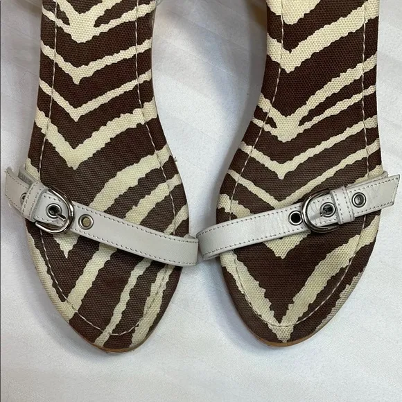 Coach Jodie Wood Heeled Sandals, White Leather