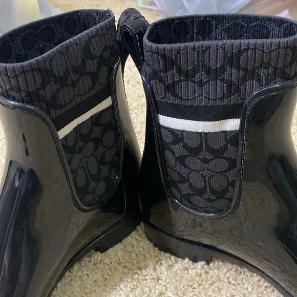 Coach NEW Rivington signature Logo black rain boots size 5