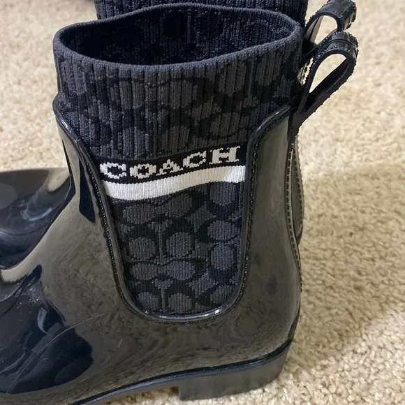 Coach NEW Rivington signature Logo black rain boots size 5
