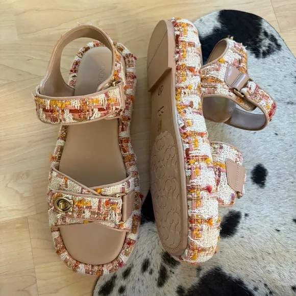 COACH NWOT Tweed‎ Peyton Sandal Preppy Women Size 10