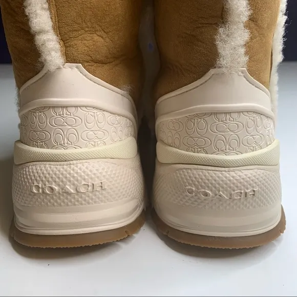 Coach Portia Genuine Shearling Lined Leather Winter Boots Size 6