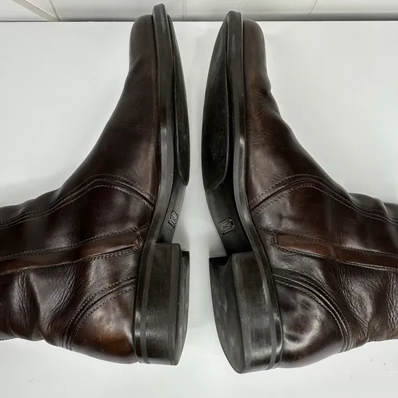 Coach Sawyer Ankle Boots Leather Made In Italy Side Zip Brown Men's Size 8