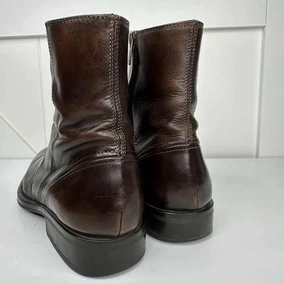 Coach Sawyer Ankle Boots Leather Made In Italy Side Zip Brown Men's Size 8