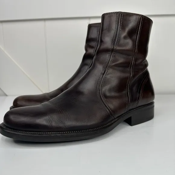 Coach Sawyer Ankle Boots Leather Made In Italy Side Zip Brown Men's Size 8