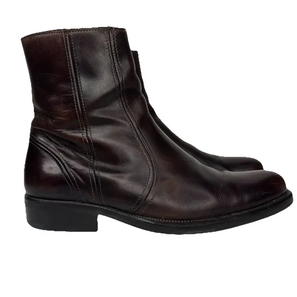 Coach Sawyer Ankle Boots Leather Made In Italy Side Zip Brown Men's Size 8