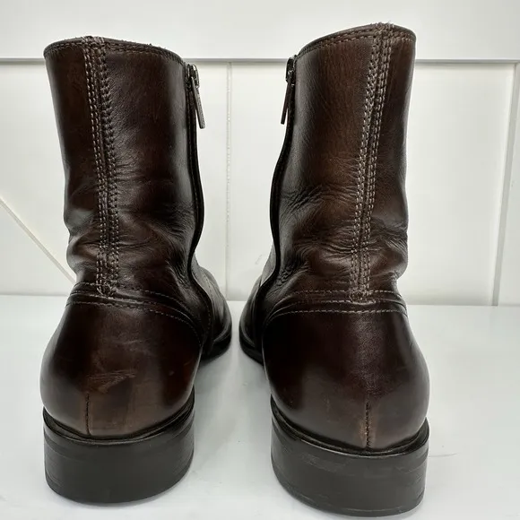 Coach Sawyer Ankle Boots Leather Made In Italy Side Zip Brown Men's Size 8