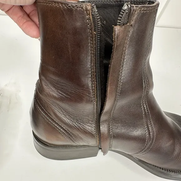Coach Sawyer Ankle Boots Leather Made In Italy Side Zip Brown Men's Size 8