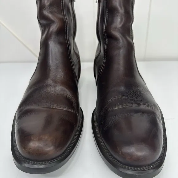Coach Sawyer Ankle Boots Leather Made In Italy Side Zip Brown Men's Size 8