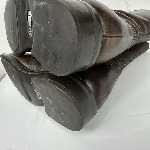Coach Sawyer Ankle Boots Leather Made In Italy Side Zip Brown Men's Size 8