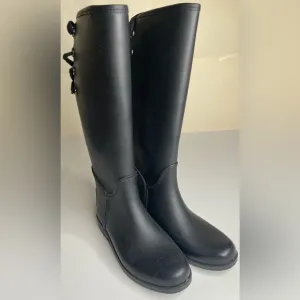 Coach Tristee Matte Black Signature Lined Rain Boots - Women’s Size 8b