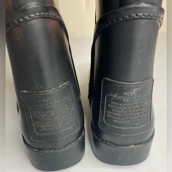 Coach Tristee Matte Black Signature Lined Rain Boots - Women’s Size 8b