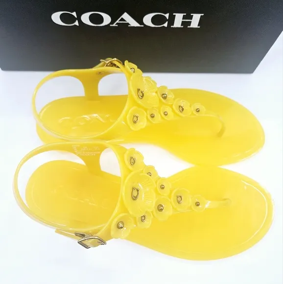 Coach Women's Canary Yellow Jelly Sandals