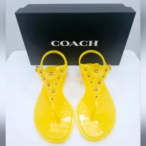 Coach Women's Canary Yellow Jelly Sandals