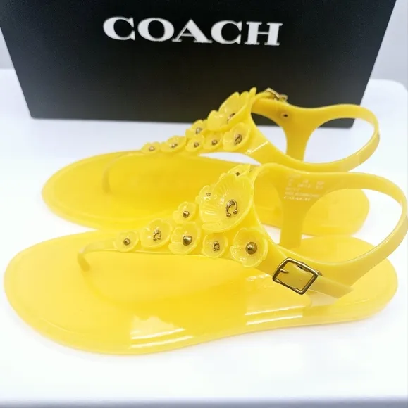 Coach Women's Canary Yellow Jelly Sandals