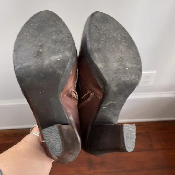 COCLICO leather side zip high heel ankle boots sz 38
