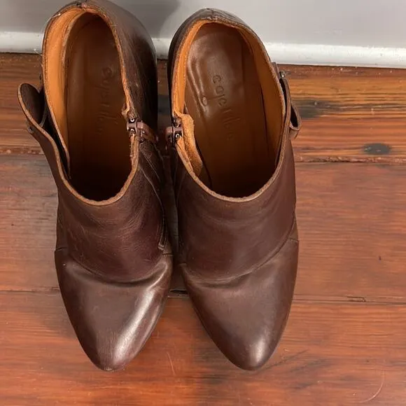 COCLICO leather side zip high heel ankle boots sz 38