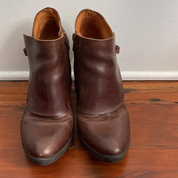 COCLICO leather side zip high heel ankle boots sz 38