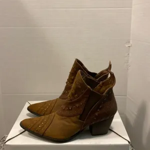 Coconuts Tan Studded Western Ankle Boots
