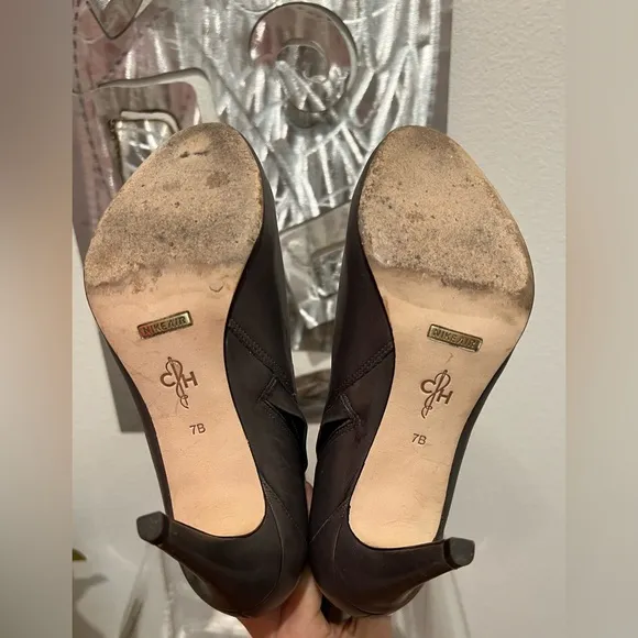 Cole Haan &amp; Nike Air Boots- Leather- Lace Up Look- Gray &amp; Tan- Stiletto- Size 7B