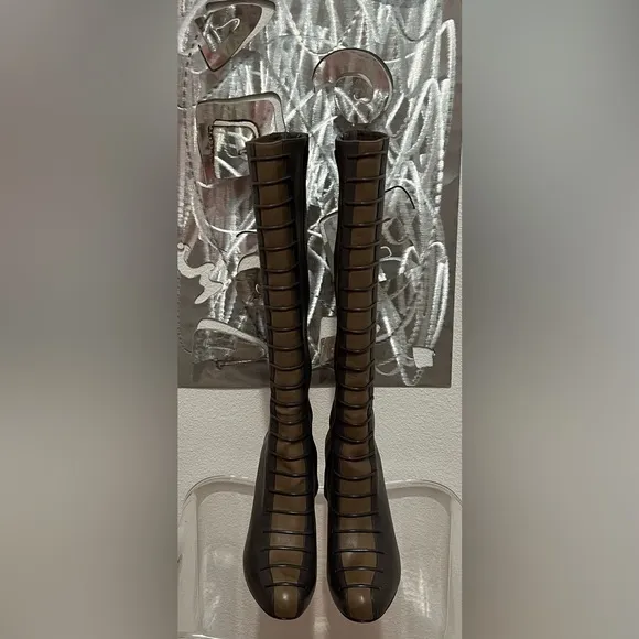 Cole Haan &amp; Nike Air Boots- Leather- Lace Up Look- Gray &amp; Tan- Stiletto- Size 7B