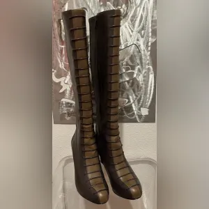 Cole Haan &amp; Nike Air Boots- Leather- Lace Up Look- Gray &amp; Tan- Stiletto- Size 7B