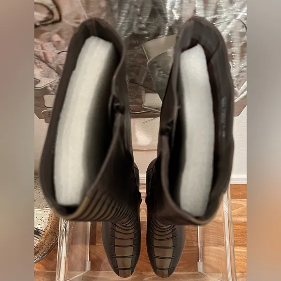 Cole Haan &amp; Nike Air Boots- Leather- Lace Up Look- Gray &amp; Tan- Stiletto- Size 7B