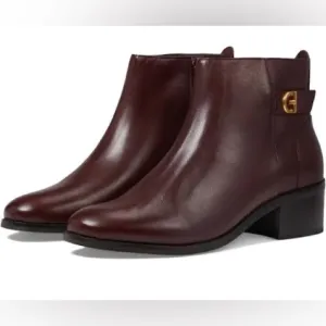 Cole Haan Boots Holis Burgundy Red Leather Buckle Ankle Bootie Women’s 7.5