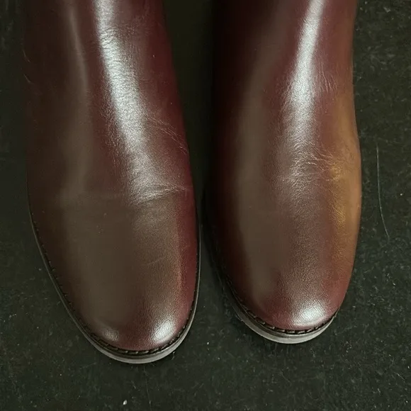 Cole Haan Boots Holis Burgundy Red Leather Buckle Ankle Bootie Women’s 7.5