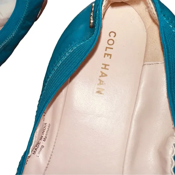 COLE HAAN - Eldridge Ballet Flats, tone on tone Teal, Size: 8