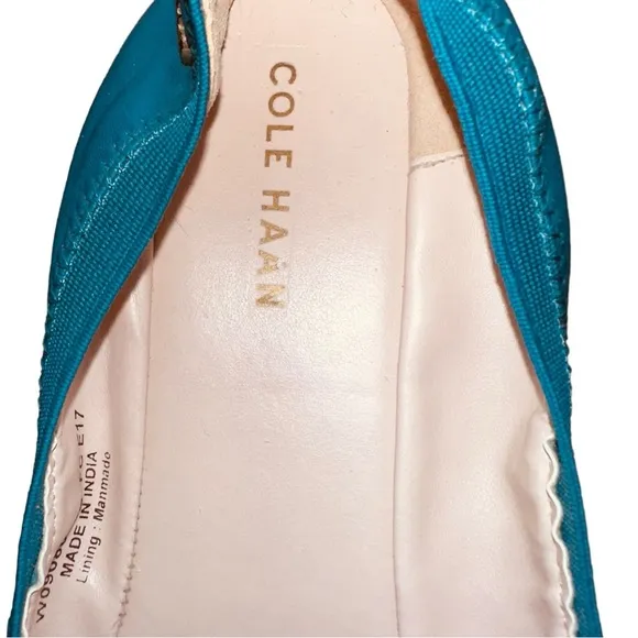 COLE HAAN - Eldridge Ballet Flats, tone on tone Teal, Size: 8