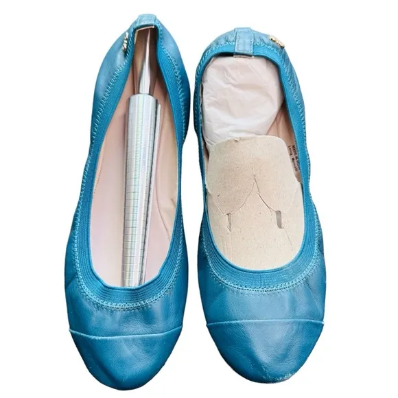 COLE HAAN - Eldridge Ballet Flats, tone on tone Teal, Size: 8