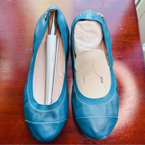 COLE HAAN - Eldridge Ballet Flats, tone on tone Teal, Size: 8