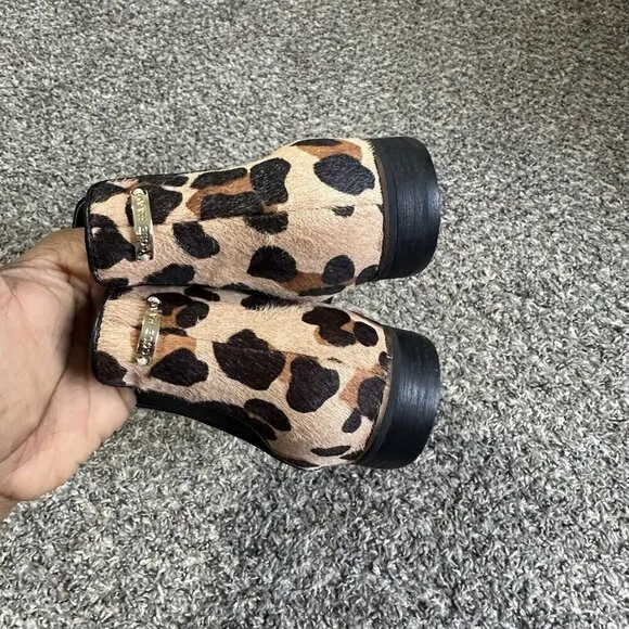 Cole Haan Hara Size 7 B Chelsea Boots Leopard Calf Hair Pointy Slip On Ankle New