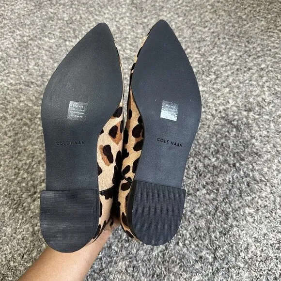 Cole Haan Hara Size 7 B Chelsea Boots Leopard Calf Hair Pointy Slip On Ankle New