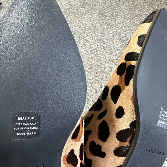 Cole Haan Hara Size 7 B Chelsea Boots Leopard Calf Hair Pointy Slip On Ankle New