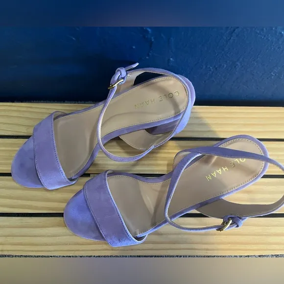 COLE HAAN Josie Suede Ankle Strap Sandals Paisley Purple Size 7.5
