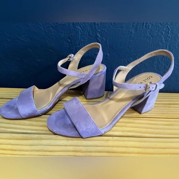 COLE HAAN Josie Suede Ankle Strap Sandals Paisley Purple Size 7.5