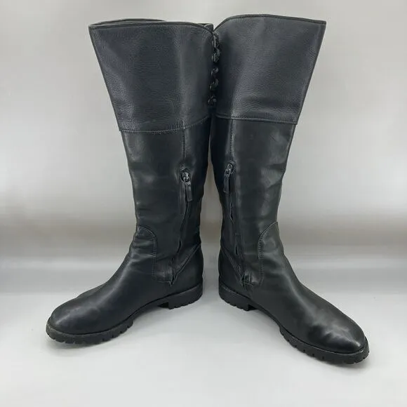 Cole Haan Kensington Boots Women Size 7 B Shoes Black Leather Zip Up Waterproof