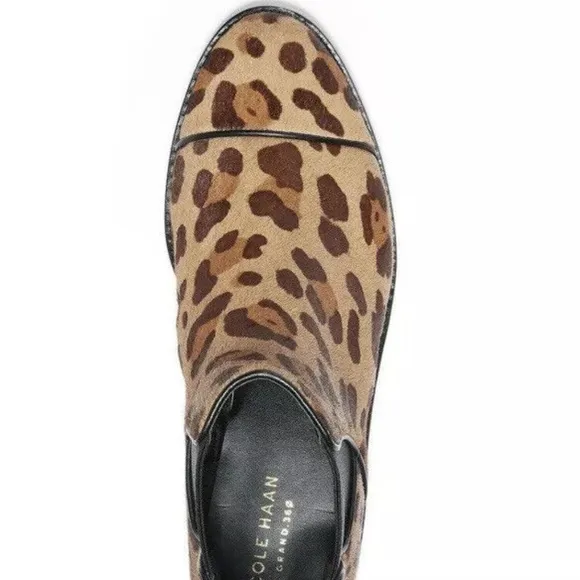 Cole Haan Mara Grand Brown Tan Leopard Print Calf Hair Chelsea Booties 8.5