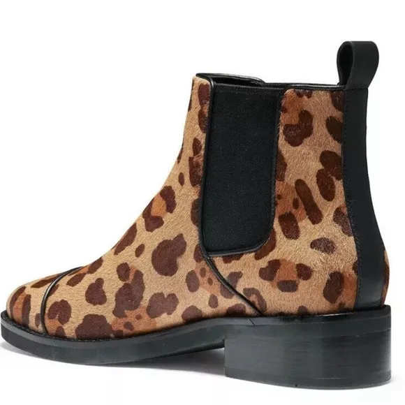 Cole Haan Mara Grand Brown Tan Leopard Print Calf Hair Chelsea Booties 8.5