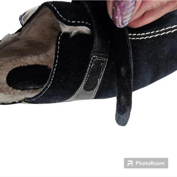Cole Haan Meribel Shearling Black Suede Waterproof Clogs Mules Women's S…
