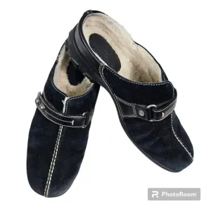 Cole Haan Meribel Shearling Black Suede Waterproof Clogs Mules Women's S…