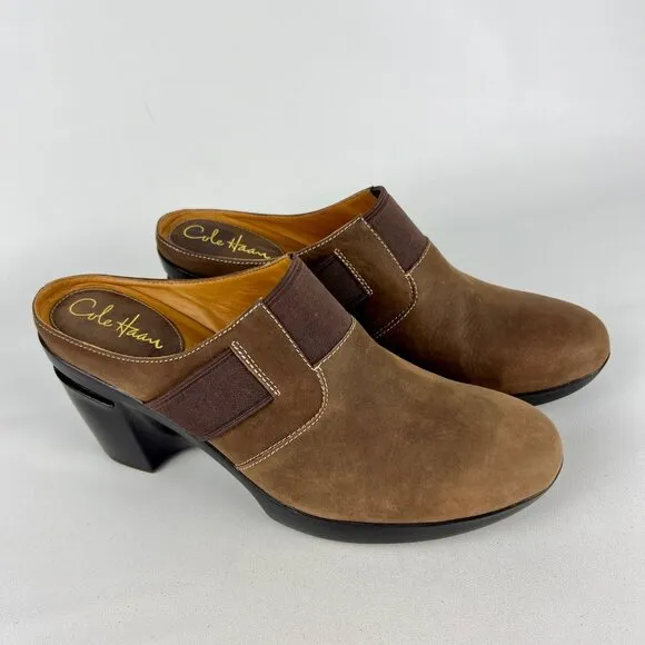 Cole Haan Womens Air Sara Mules Clogs Brown AirNike Wedge Comfort Shoes size 10
