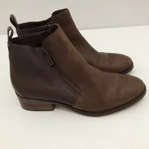 Cole Haan Womens Ankle Boots Brown Leather Cuban Heels Double Zipper Size 7.5B