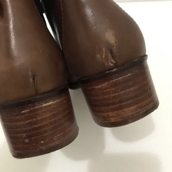 Cole Haan Womens Ankle Boots Brown Leather Cuban Heels Double Zipper Size 7.5B