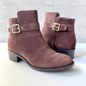 Cole Haan Women’s Indiana Waterproof Suede Short Boots Brown Booties 8.5
